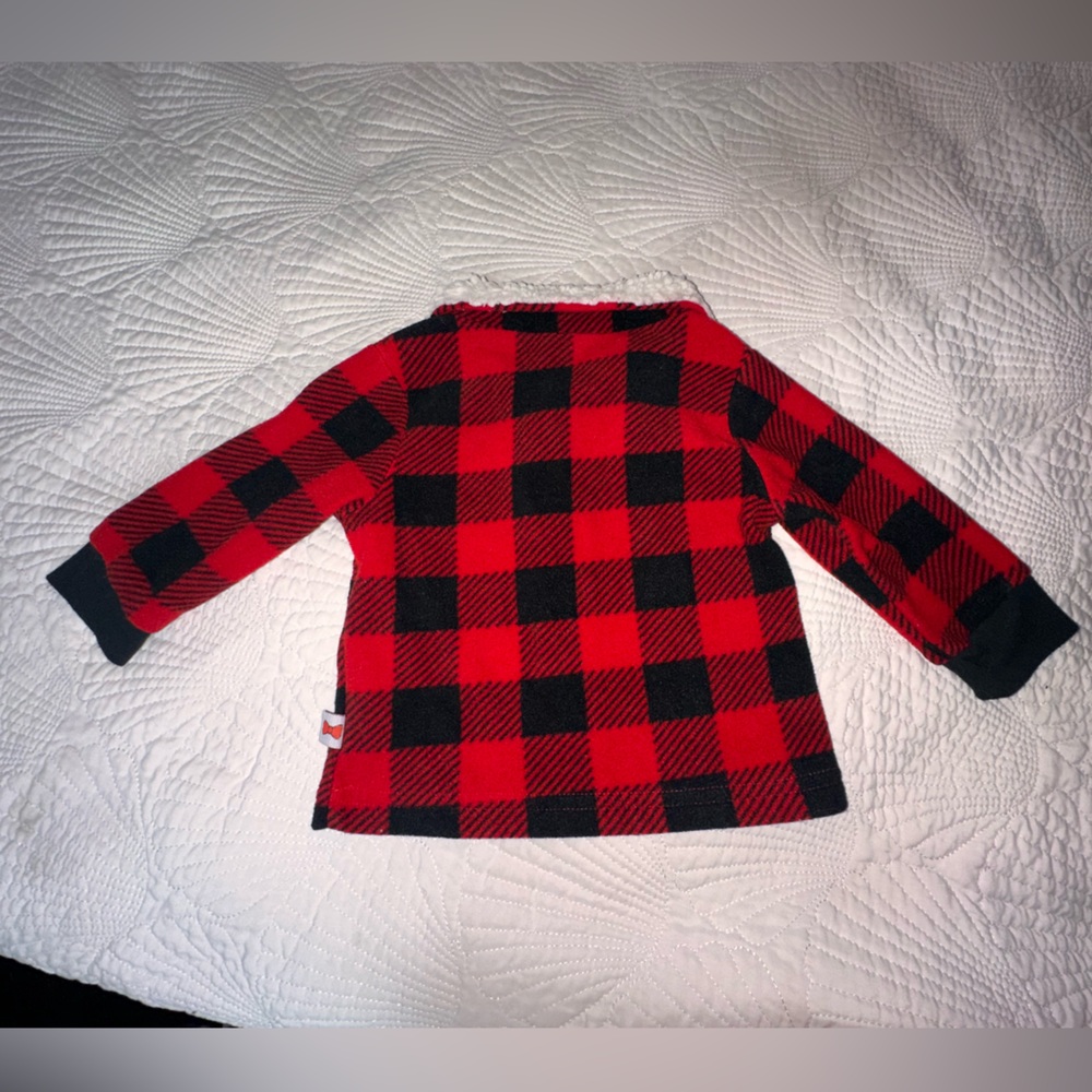 Dapper Dude Red and Black Plaid Kids Shirt 6/9M - Picture 4 of 6